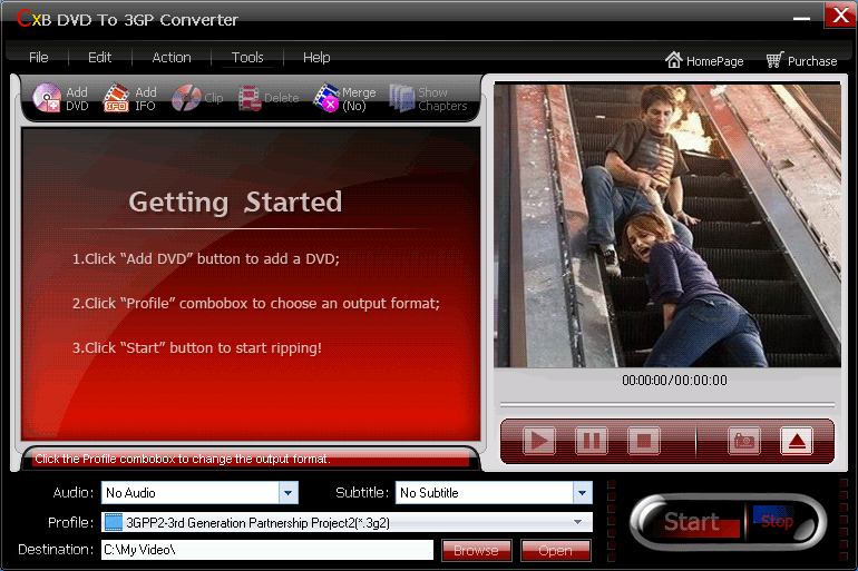 CXBSoft DVD To 3GP Converter 1.12.0228 software screenshot
