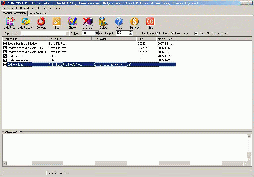 CZ-Doc2Pdf 2.0 software screenshot