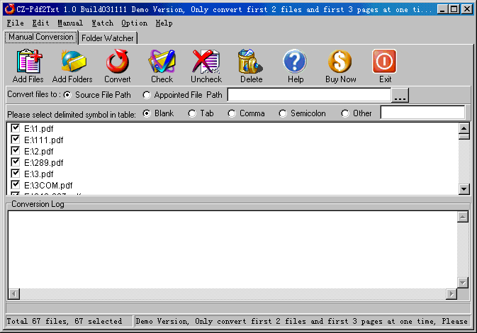 CZ-Pdf2Txt 1.1 software screenshot