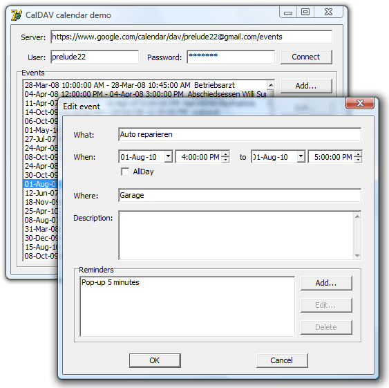 CalDAV Calendar Delphi Component 1.12 software screenshot