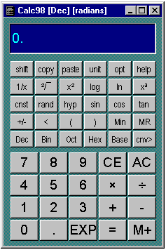 Calc98 5.3 software screenshot