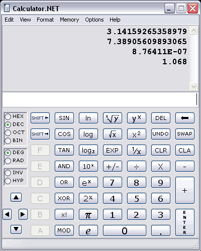 Calculator.NET 2.3 software screenshot