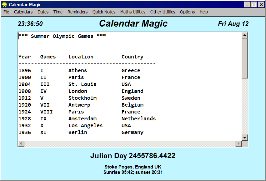 Calendar Magic 19.1 software screenshot