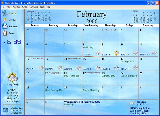 CalendarPal 2.3 software screenshot
