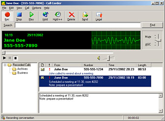Call Corder 3.8 software screenshot