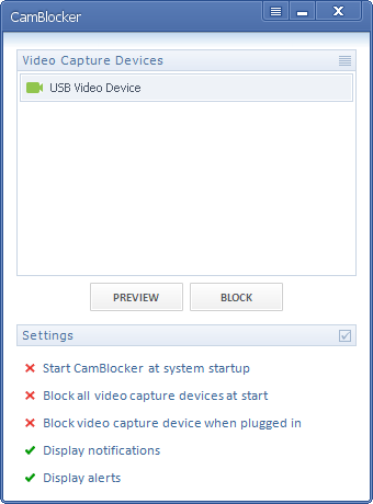 CamBlocker 2.0.0.3 software screenshot