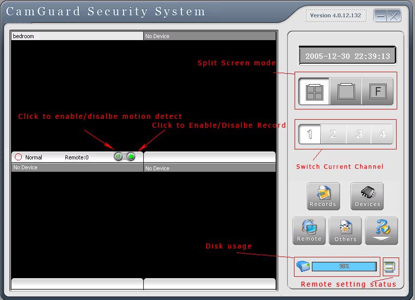 CamGuard Security System (4 Channels) 4.0.12.133 software screenshot