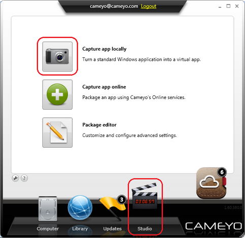 Cameyo 3.1.1446 software screenshot