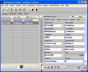 Camp Organizer Deluxe 4.1 software screenshot