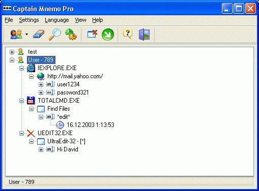 Captain Mnemo Pro 1.41 software screenshot