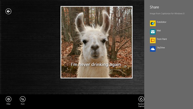 Captionize for Windows 8 1.1.0.3 software screenshot