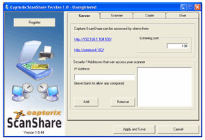 Capturix ScanShare 12.01.901 software screenshot