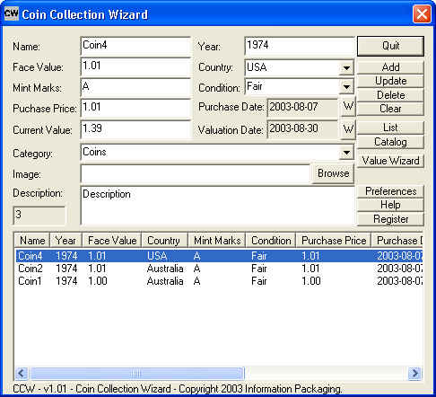 Card Collection Wizard 1.01 software screenshot