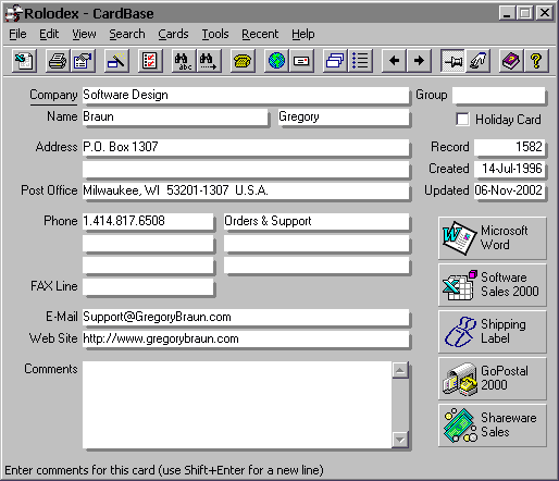 CardBase 4.0 software screenshot