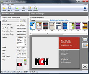 CardWorks Business Card Software 2.00 software screenshot