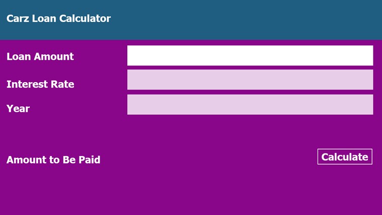 Carz Loan Calculator for Windows 8 1.0.0.4 software screenshot