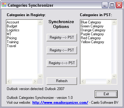 Categories Synchronizer 1.2.0.114 software screenshot