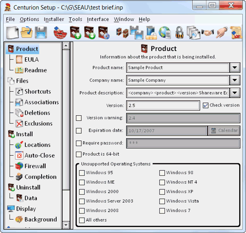 Centurion Setup 30.0 software screenshot
