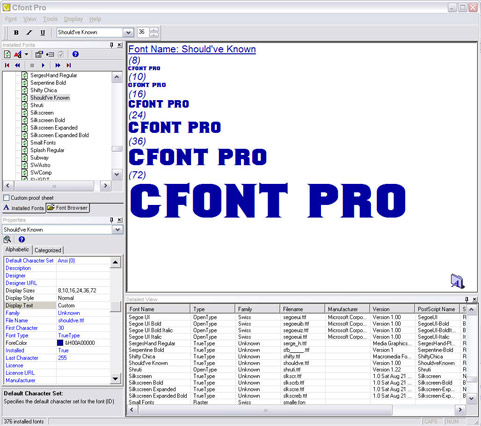 Cfont Pro 4.0.0.20 software screenshot