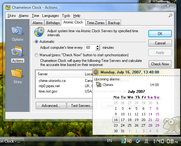 Chameleon Clock 5.1 software screenshot
