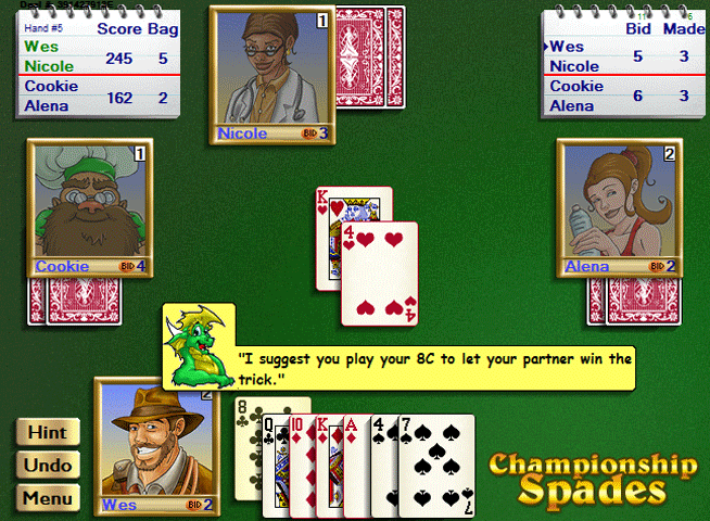 Championship Spades for Windows 7.40 software screenshot