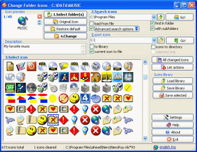 Change Folder Icons 8.7 software screenshot