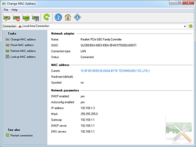 Change MAC Address 2.11.0.111 software screenshot