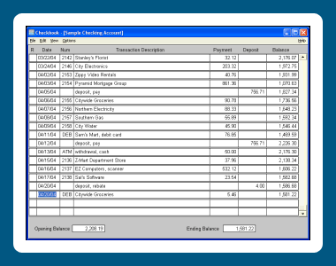 Checkbook 4.12 software screenshot