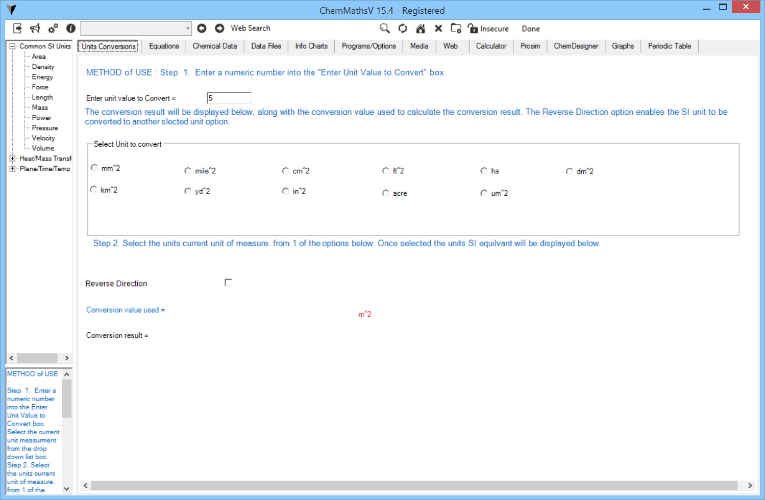 ChemMaths 16.1 software screenshot