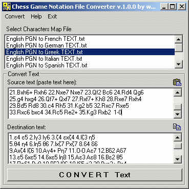 Chess Game Notation File Converter 1.0 software screenshot