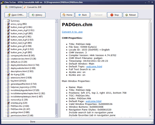 Chm To Exe 2.0.0.0 software screenshot