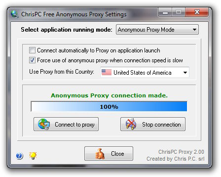 ChrisPC Free Anonymous Proxy 7.10 software screenshot