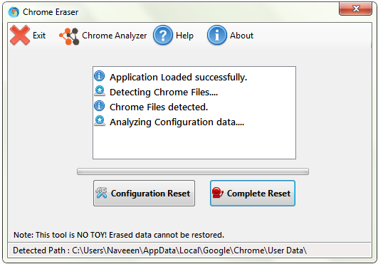 Chrome Eraser 1.0.1.8 software screenshot
