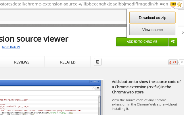 Chrome extension source viewer 1.1.9 software screenshot