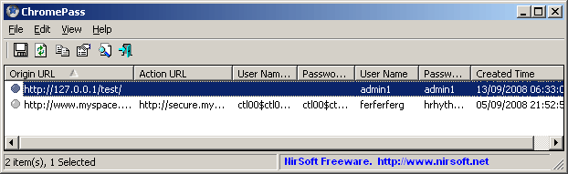 ChromePass 1.42 software screenshot