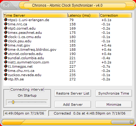 Chronos - Atomic Clock Synchronizer 4.7.3.0 software screenshot