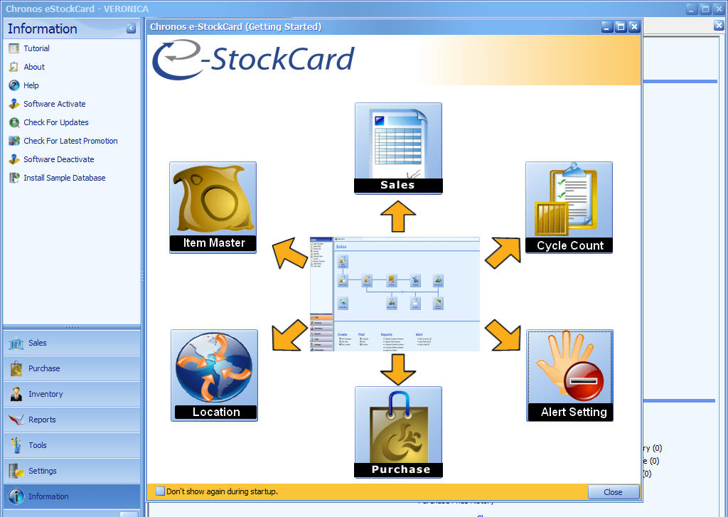 Chronos eStockCard 3.5.0 software screenshot