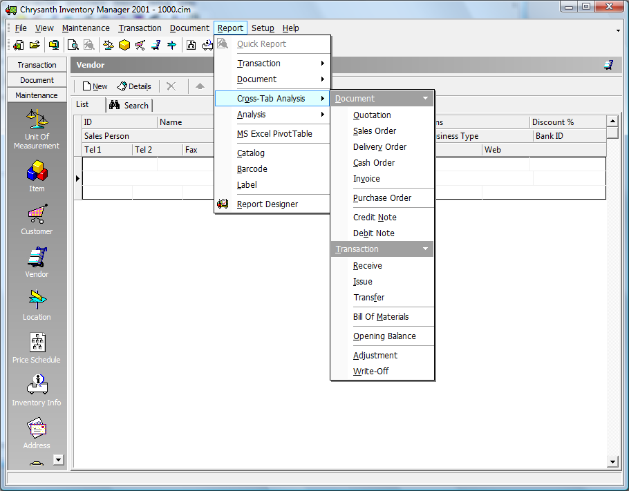 Chrysanth Inventory Manager 3.00 software screenshot