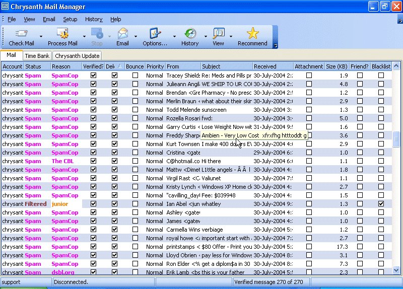 Chrysanth Mail Manager 2.3 software screenshot