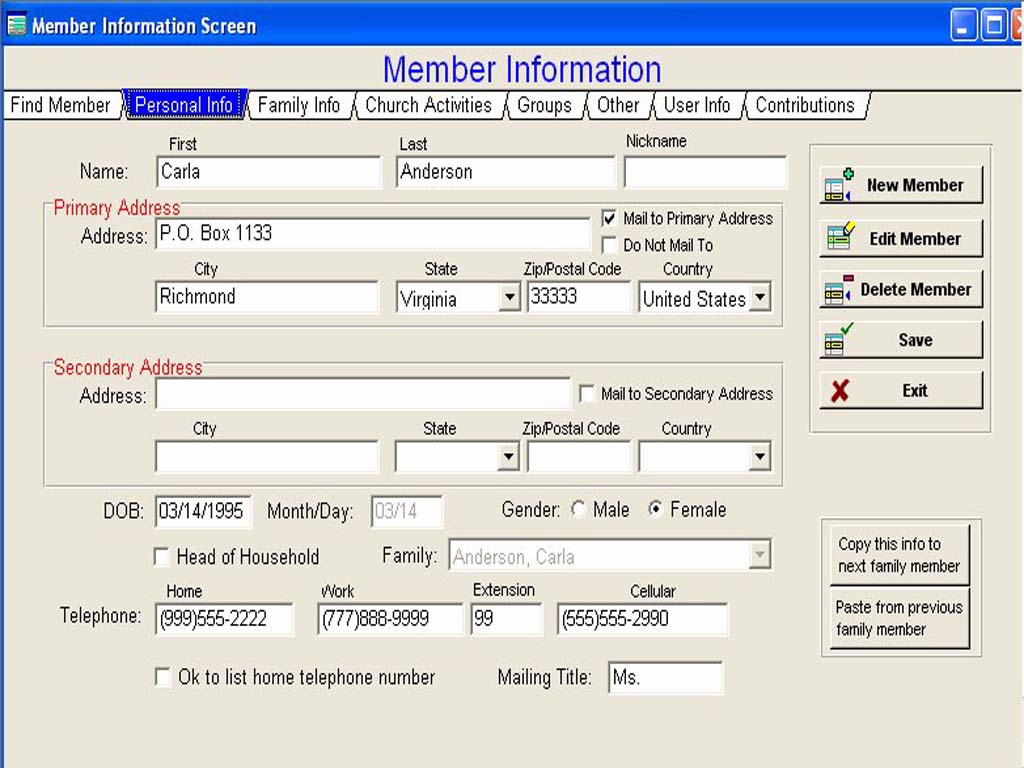 Church Office Helper 3.0 software screenshot