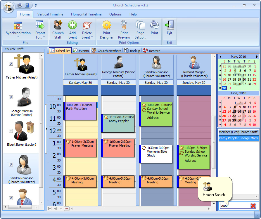 Church Scheduler 2.6 software screenshot