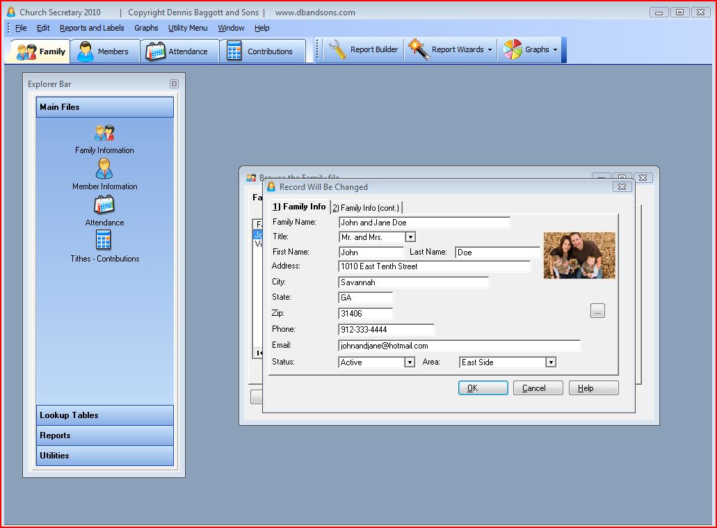 Church Secretary 32 2010 software screenshot