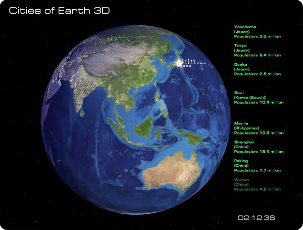 Cities of Earth Free 3D Screensaver 2.1 software screenshot