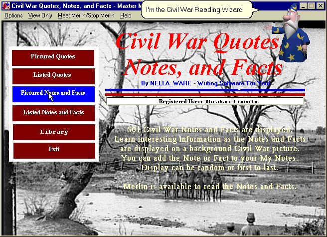 Civil War Quotes, Notes, and Facts 1.0 software screenshot