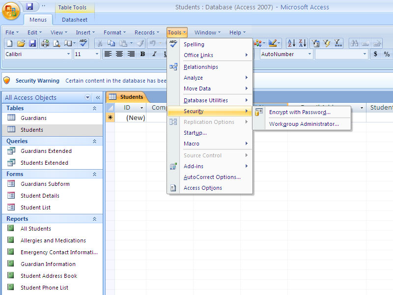 Classic Menu for Access 2007 6.01 software screenshot
