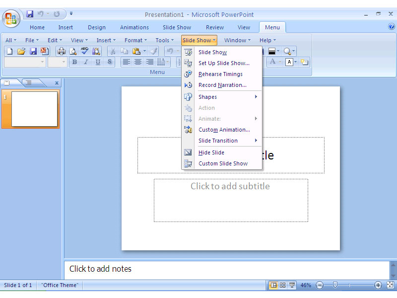 Classic Menu for PowerPoint 2007 6.01 software screenshot