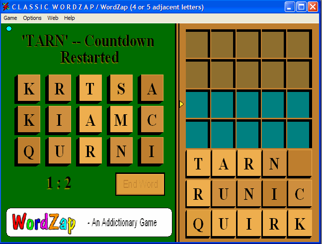 Classic WordZap 2.30 software screenshot