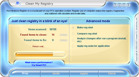 Clean My Registry 5.2 software screenshot