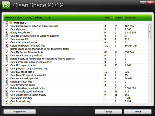 Clean Space 2017.00 software screenshot