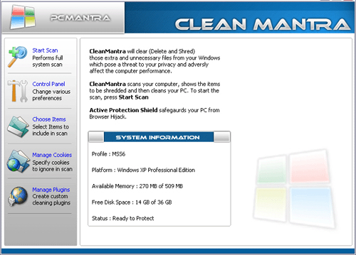 CleanMantra 4.0 software screenshot